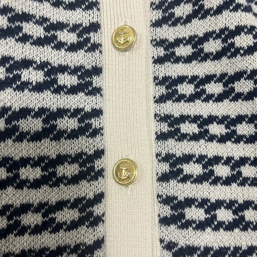 Banana Republic BR, Women's Silk Blend Jacquard Cardigan, Navy / Cream, Small - Picture 7 of 11